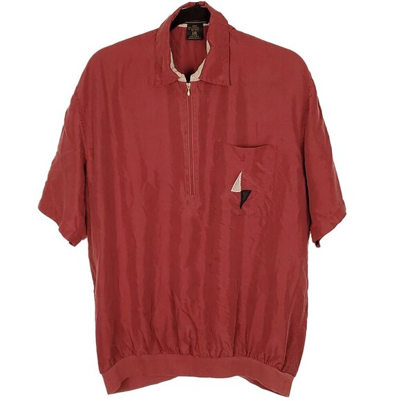 John Blair Personal Choice Tops - Vintage John Blair Personal Choice Womens Blouse LG Maroon Silk Cotton 80s Retro